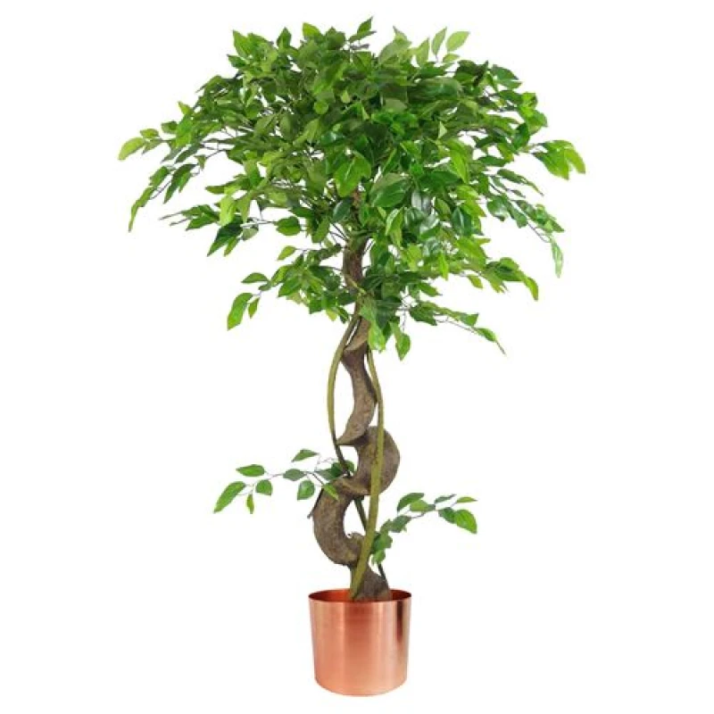 Image of N/A 120cm Twisted Trunk Artificial Japanese Fruticosa Style Ficus Tree Copper Planter