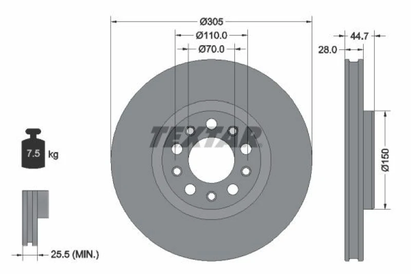Image of Brake disc TEXTAR 92326305