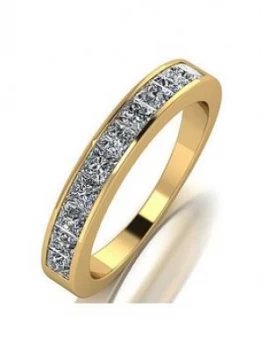 Image of Moissanite 9ct Yellow Gold 25 Point Equivalent Wedding Band, Gold, Size V, Women