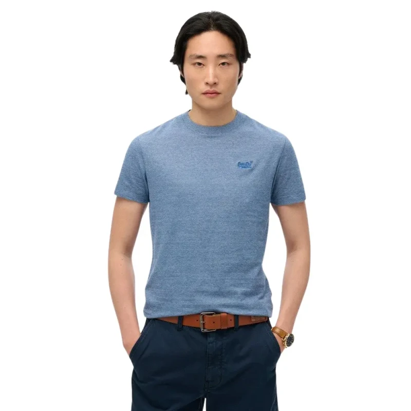 Image of Superdry Essential Logo EMB T-Shirt Eclipse Navy/Grey Marl Feeder M