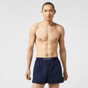 Mens Lacoste Cotton Poplin Boxer Three-Pack Size 7 - XXL Navy Blue / Blue / Navy Blue