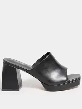 Image of Yours Yours Wide Fit Chunky Platform Mule Black, Size 9E, Women