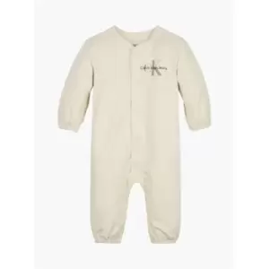 Calvin Klein Jeans Monogram Ls Bodysuit - Cream