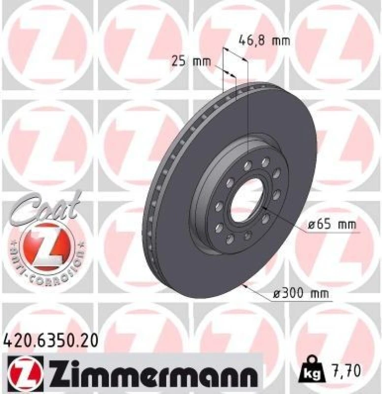 Image of ZIMMERMANN Brake disc ZIMMERMANN 420.6350.20