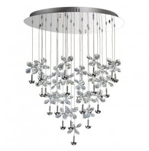 Image of Ceiling Cluster Pendant Round 28 Light 4000K LED Polished Chrome, Crystal
