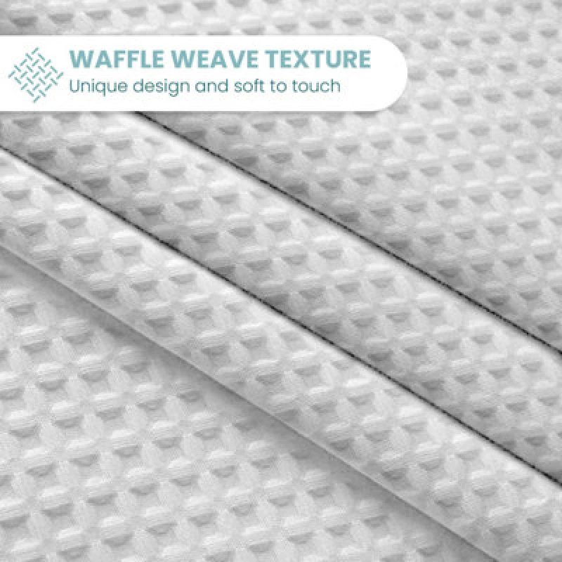 Image of Velosso Ring Top Door Curtains - Waffle Weave Design, Textured Drapes, Light Filtering And Thermal Curtains For Modern Home Decor -White