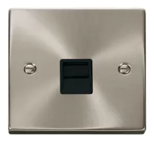 Image of Click Scolmore Deco Satin Chrome 1 Gang Telephone Outlet With Black - VPSC120BK