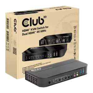 image of Club 3D HDMI KVM Switch for Dual HDMI 4K 60HZ