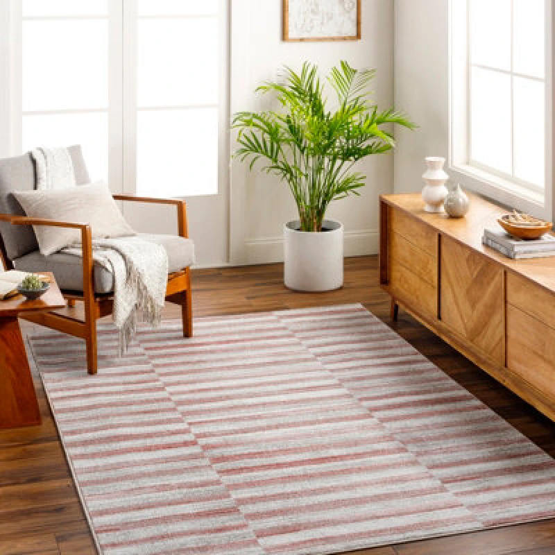 Image of Livabliss Scandi Modern Coral Jonthan Area Rug 160 X 213cm - Easy Care, Non Shedding, Ideal For Living Room & Bedroom