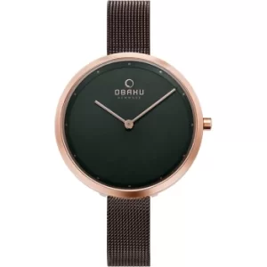 image of Obaku Dok Walnut Women&apos;s Brown Mesh Wristwatch V227LXVNMN