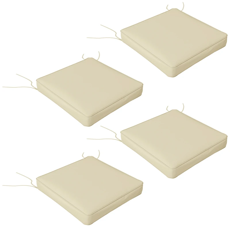 Image of Outsunny Outsunny - Set of 4 Outdoor Seat Cushions Water Repellent Seat Pads with Ties Beige 84G-194V70BG