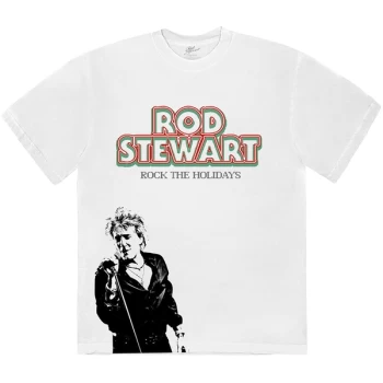 image of Rod Stewart - Rock The Holidays Unisex Large T-Shirt - White