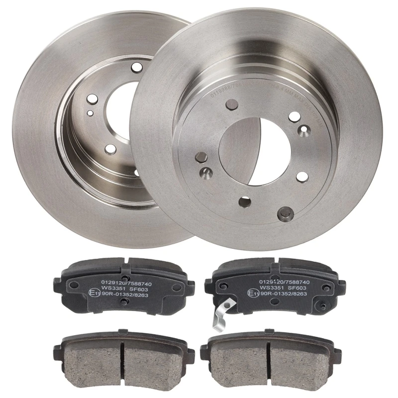 Image of RIDEX 3405B1856 Brake disc and pads set Rear Axle, Brake Disc Type: Solid, with acoustic wear warning Brake Set,disc brakes (3405)