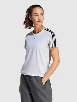 Image of adidas Train Essentials 3 Stripe T-Shirt - White Size M Women