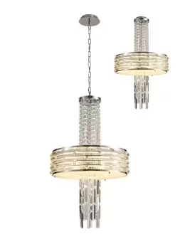 image of Ceiling Pendant, Semi Ceiling Convertible, 7 x E14, Polished Chrome, Crystal