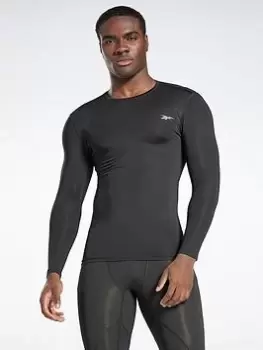 Image of Reebok Workout Ready Compression Long-Sleeve Top Long-Sleeve Top, Black, Size L, Men