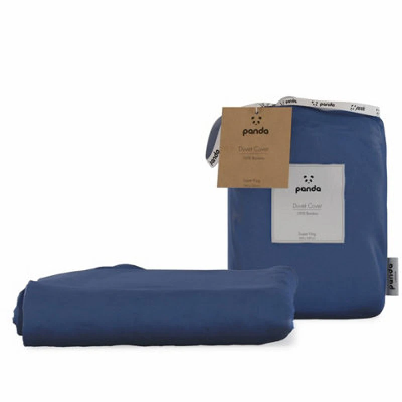 Image of panda London 100% Bamboo Bedding Fitted Sheet Deep Sea Navy