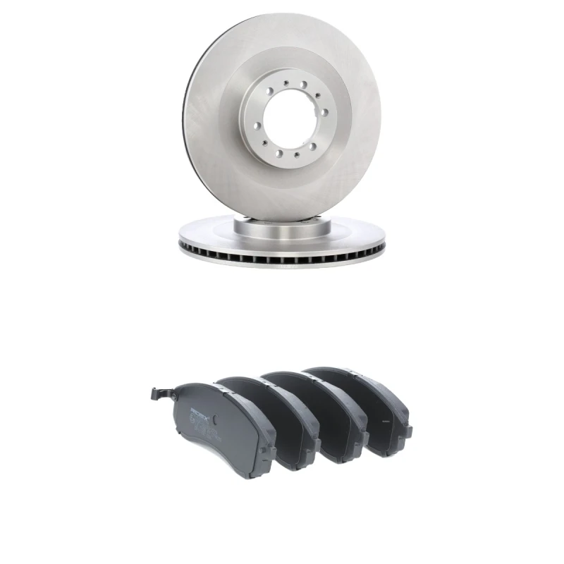 Image of RIDEX 3405B2980 Brake disc and pads set Front Axle, Brake Disc Type: internally vented, with acoustic wear warning Brake Set,disc brakes (3405)