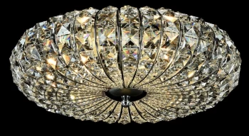 image of Broche Flush Ceiling Lamp Nickel & Crystal, 4 Light, E14