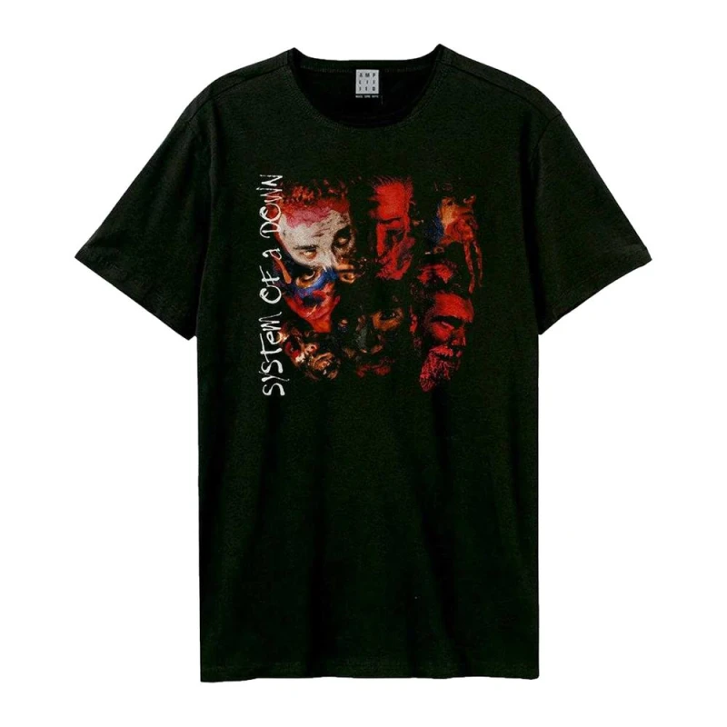 Image of Amplified Mens Painted Faces Systems Of A Down T-Shirt in Black Size: XS Black Male XS