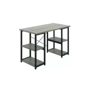 Image of Jemini Soho Desk 4 Straight Shelves 1200x600x770mm Grey Oak/Black KF90787