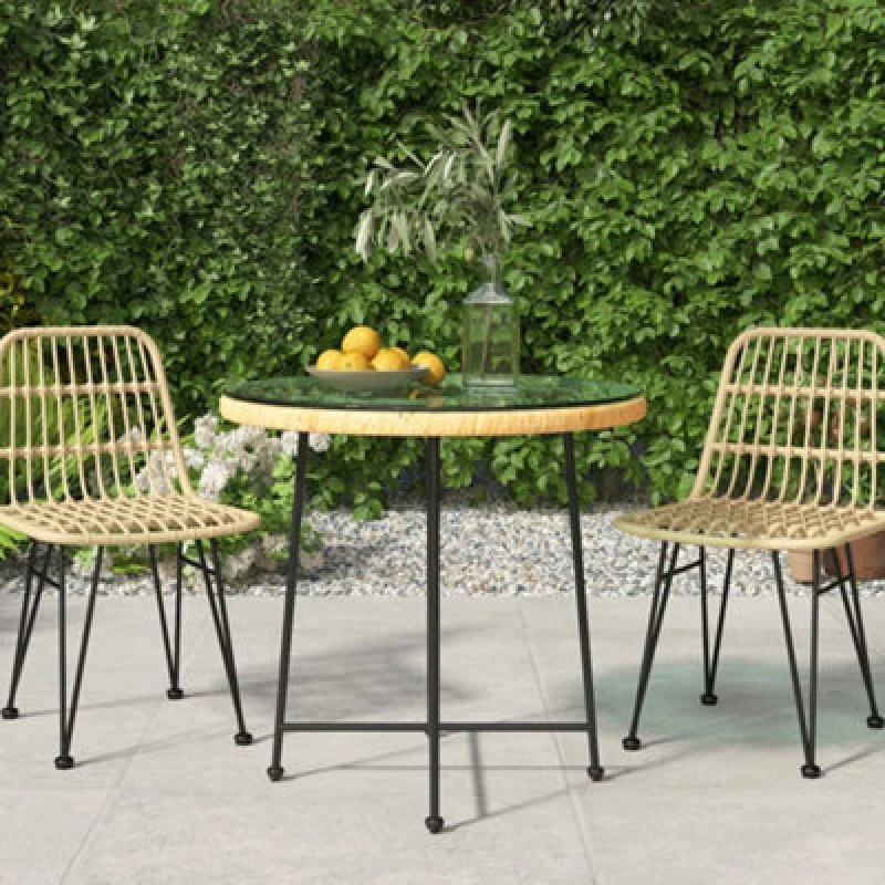 Image of VIDAXL Dining Table Ø80cm Tempered Glass and Steel vidaXL 8720845557942