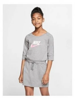 Image of Nike Sportswear Older Girls Jersey Dress - Grey, Size L, 12-13 Years, Women