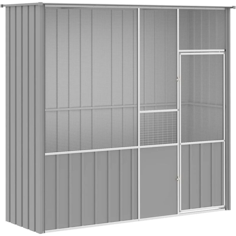 Image of vidaXL Bird Cage Grey 215x78x200cm Galvanised Steel, Grey 172345