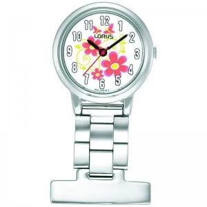 Image of Nurses Fob Watch with Flower Pattern Dial