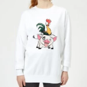 image of Moana Hei Hei and Pua Womens Sweatshirt - White - 3XL