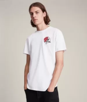 Image of AllSaints Mens Nurose Brace Crew T-Shirt, Optic White, Size: M