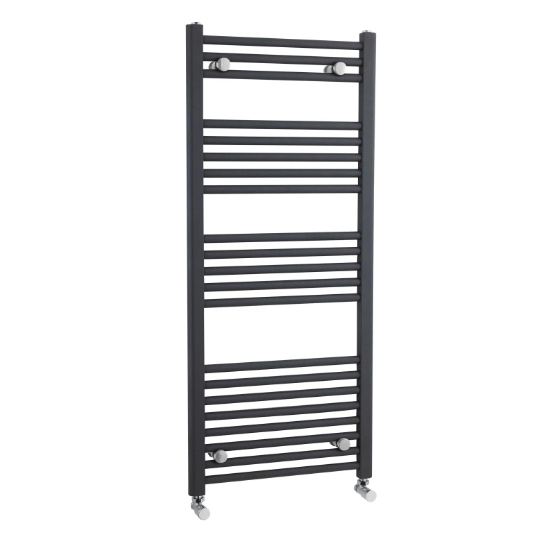 Image of Balterley Heated Vertical Towel Straight Rail, 1672 BTU, 1150x500mm - Anthracite in Grey Grey Unisex