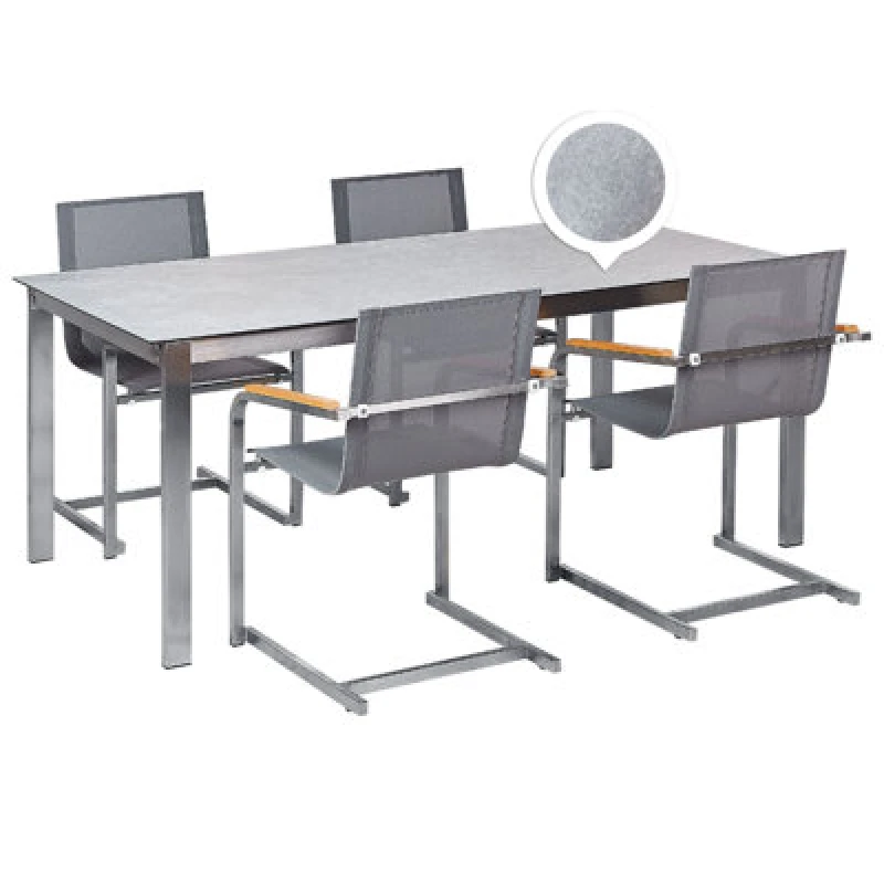 Image of Beliani Garden Dining Set 4 Seater Cosoleto Tempered Glass Grey