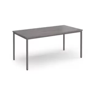 image of Flexi 25 rectangular table with graphite frame 1600mm x 800mm - grey oak