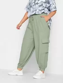 Image of Yours Smart Woven Joggers Chalky Khaki, Green, Size 26-28, Women