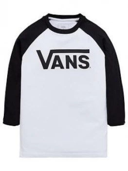 image of Vans Boys Classic Raglan Tee - Black/White/Black, Size S, 7-8 Years