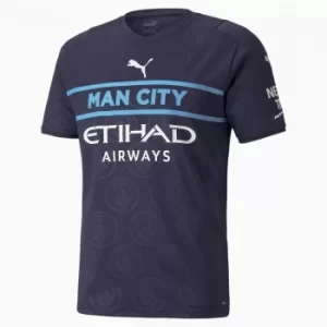 Image of PUMA Man City Third Replica Mens Jersey 21/22, Peacoat/White, size Small, Clothing