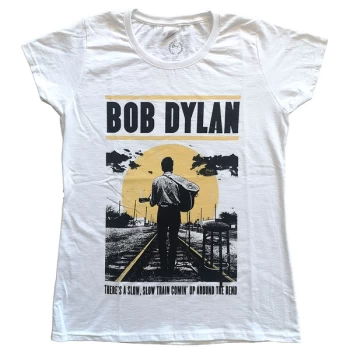 image of Bob Dylan - Slow Train Womens Large T-Shirt - White