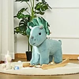 image of Homcom Kid Plush Ride-On Rocking Horse Triceratops-shaped Toy Rocker