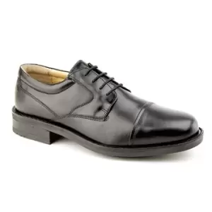 Image of Roamers Mens Plain Leather Capped Gibson Formal Shoes (7 UK) (Black)