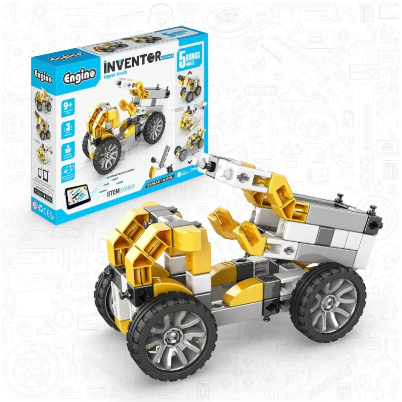 Image of Engino Inventor Mechanics Tipper Truck w 5 Models Yellow unisex