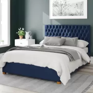 Image of Aspire Monroe Upholstered Ottoman Bed Velvet Navy King