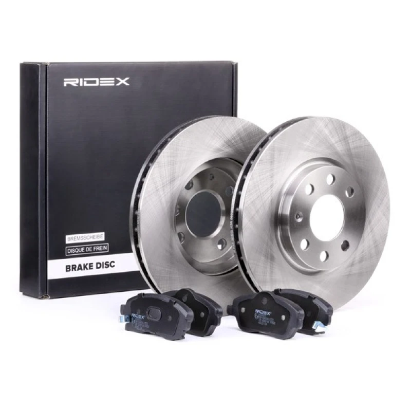 Image of RIDEX 3405B0117 Brake disc and pads set Front Axle, Brake Disc Type: Vented Brake Set,disc brakes (3405)