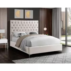 Image of Charlston Upholstered Beds - Plush Velvet, Double Size Frame, Cream - Cream