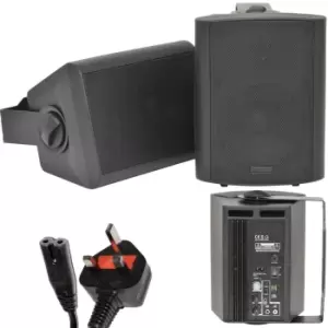 Image of Pair of Black 60W Powered/Active Wall Speakers Satellite Stereo Home Cinema Mini