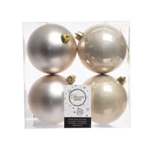 image of Kaemingk Shatterproof Plain Christmas Baubles (Pack Of 4) (10cm) (Pearl)