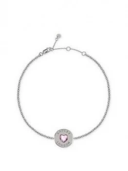 Radley Sterling Silver Pink Crystal Heart Ladies Bracelet