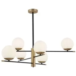 image of Nostalgia Globe Ceiling Pendant Lamp Matt Gold , 6 Light, E14