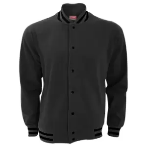 Image of FDM Unisex Campus Varsity Jacket (S) (Charcoal/Black)