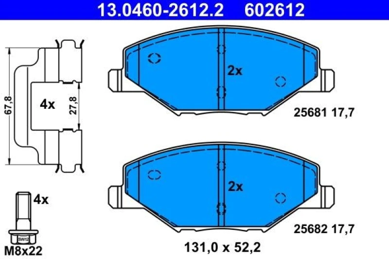 Image of Brake pad set ATE 13.0460-2612.2